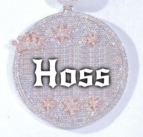CUSTOM LETTER NECKLACE 3D BIG CROWN DISC