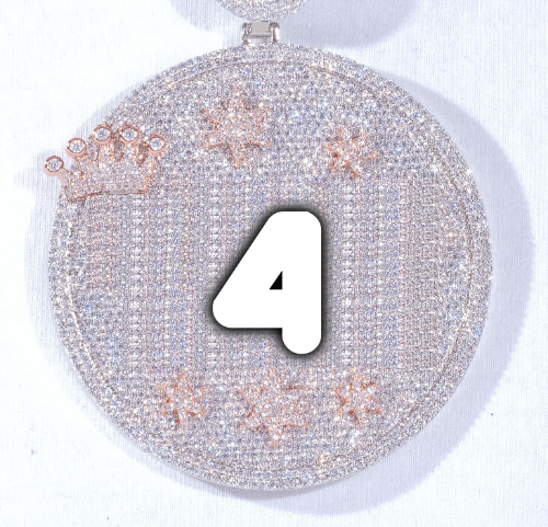 CUSTOM LETTER NECKLACE 3D BIG CROWN DISC