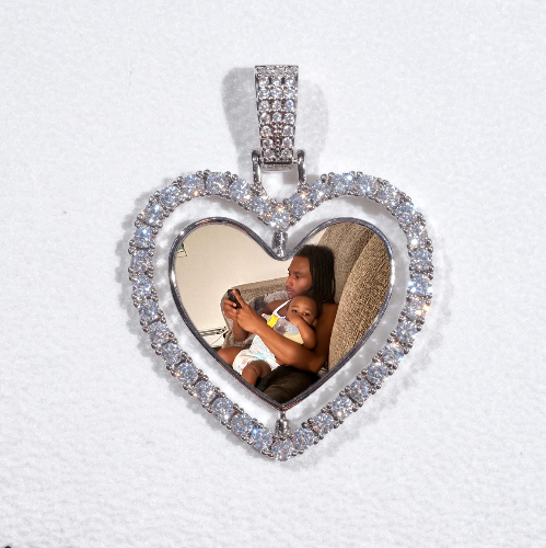 3D Spinning 2-Faced Heart Custom Picture Pendant