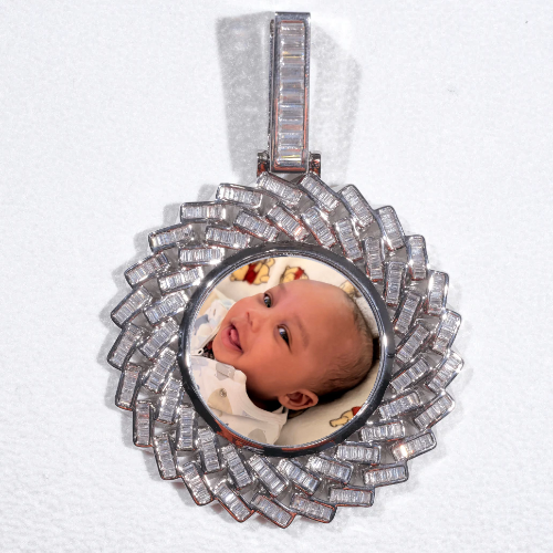 Large 3D Baguette Custom Picture Pendant