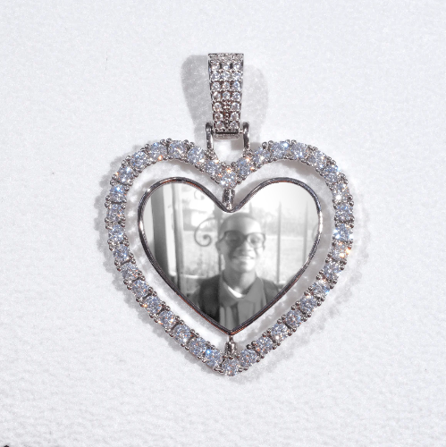 3D Spinning 2-Faced Heart Custom Picture Pendant