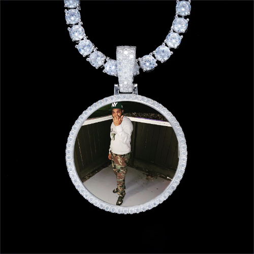 925S & VVS Moissanite 3D Circle Custom Picture Pendant