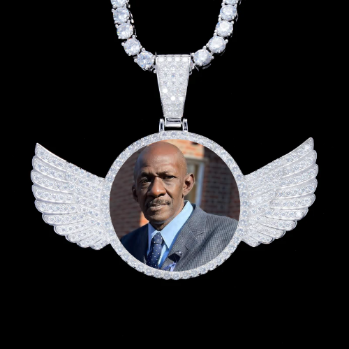 925S & VVS Moissanite 3D Wing Custom Picture Pendant