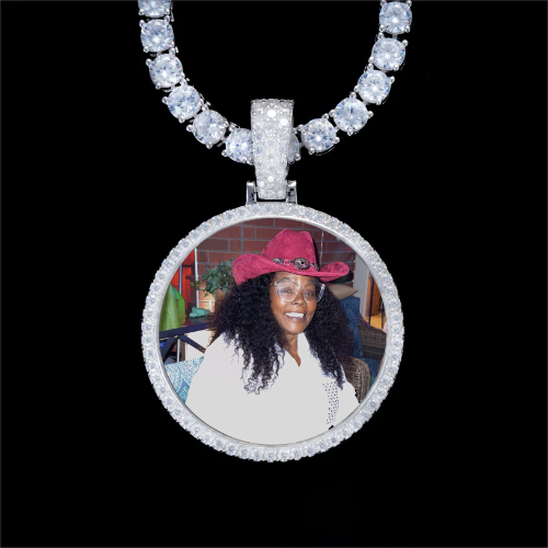 925S & VVS Moissanite 3D Circle Custom Picture Pendant