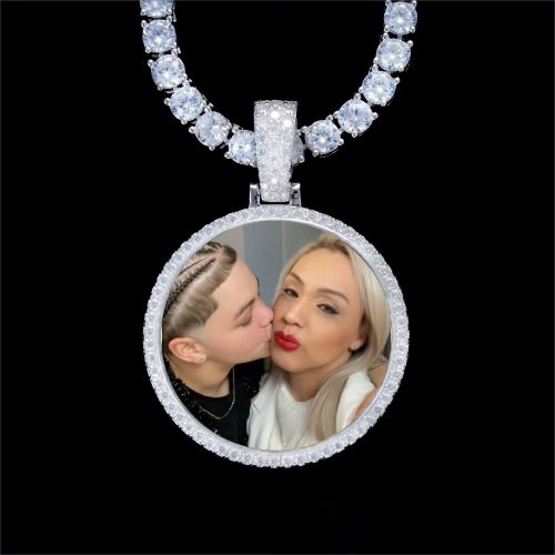 925S & VVS Moissanite 3D Circle Custom Picture Pendant