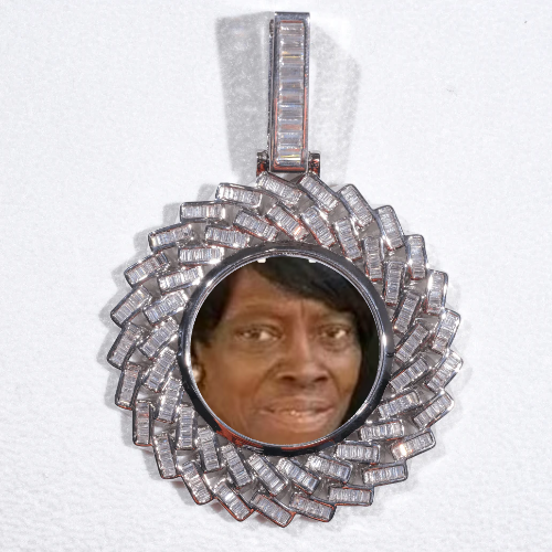 Large 3D Baguette Custom Picture Pendant