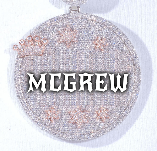 CUSTOM LETTER NECKLACE 3D BIG CROWN DISC