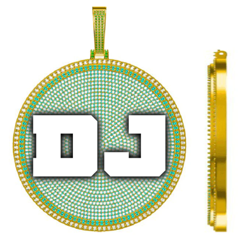 CUSTOM LETTER NECKLACE 3D BIG DISC