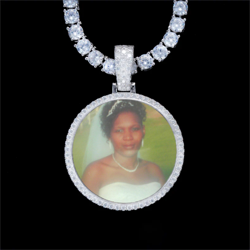 925S & VVS Moissanite 3D Circle Custom Picture Pendant