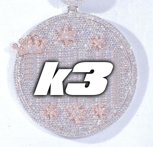 CUSTOM LETTER NECKLACE 3D BIG CROWN DISC