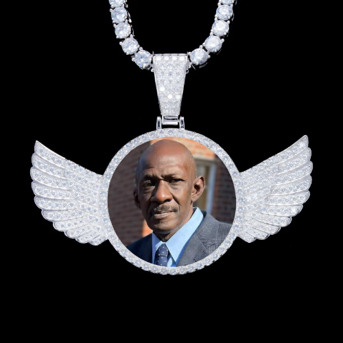 925S & VVS Moissanite 3D Wing Custom Picture Pendant