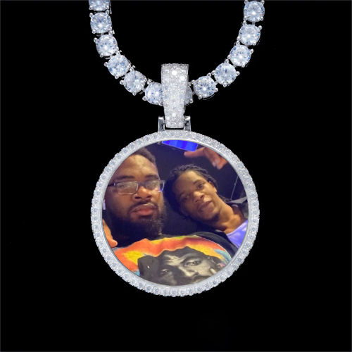925S & VVS Moissanite 3D Circle Custom Picture Pendant