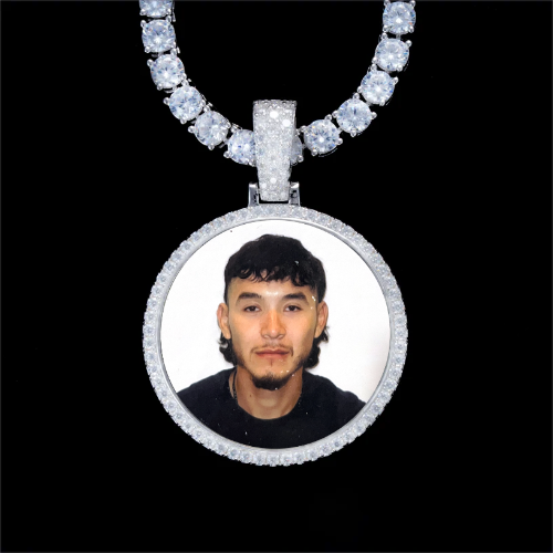 925S & VVS Moissanite 3D Circle Custom Picture Pendant