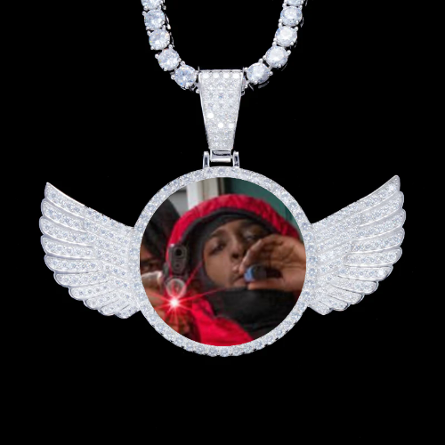 925S & VVS Moissanite 3D Wing Custom Picture Pendant
