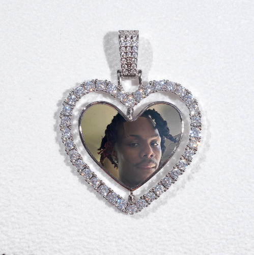 3D Spinning 2-Faced Heart Custom Picture Pendant