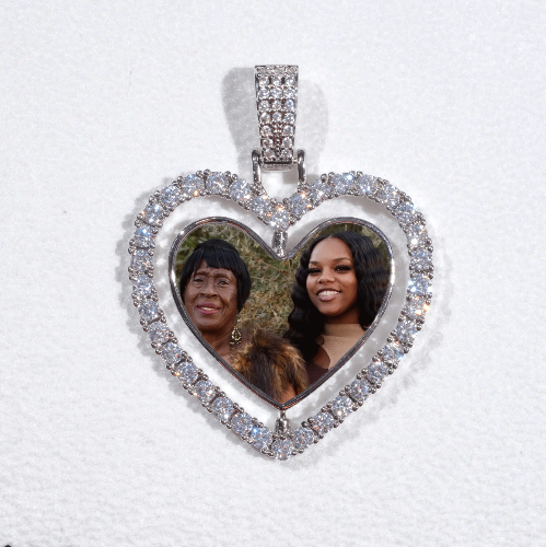 3D Spinning 2-Faced Heart Custom Picture Pendant