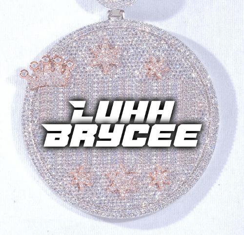 CUSTOM LETTER NECKLACE 3D BIG CROWN DISC