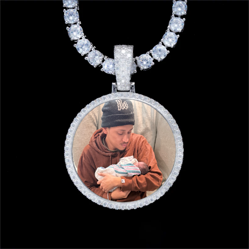 925S & VVS Moissanite 3D Circle Custom Picture Pendant