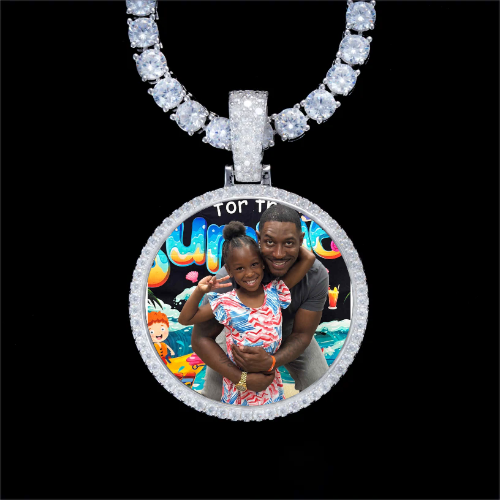 925S & VVS Moissanite 3D Circle Custom Picture Pendant