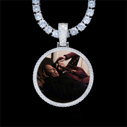925S & VVS Moissanite 3D Circle Custom Picture Pendant