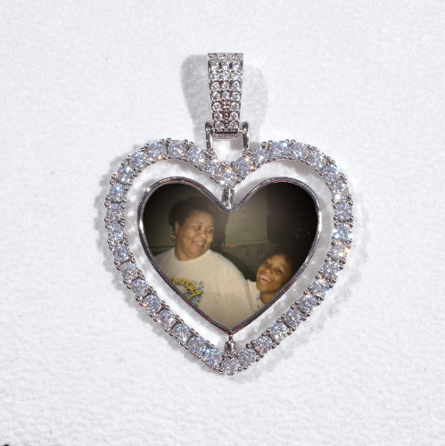 3D Spinning 2-Faced Heart Custom Picture Pendant
