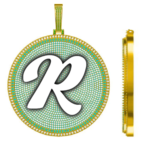 CUSTOM LETTER NECKLACE 3D BIG DISC