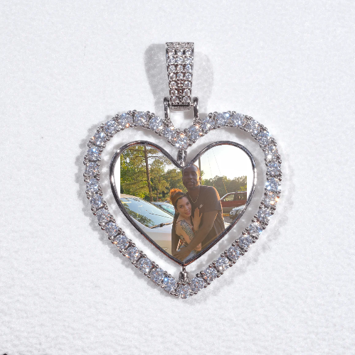 3D Spinning 2-Faced Heart Custom Picture Pendant