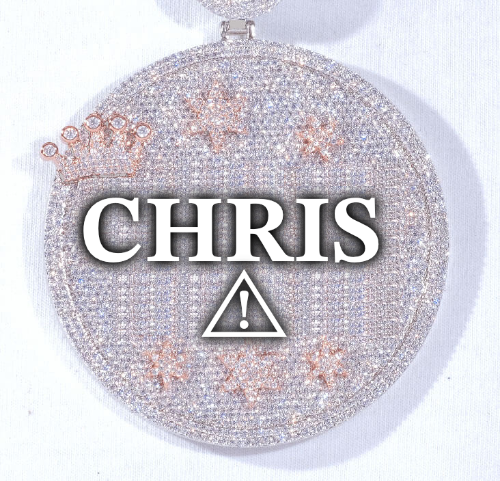 CUSTOM LETTER NECKLACE 3D BIG CROWN DISC