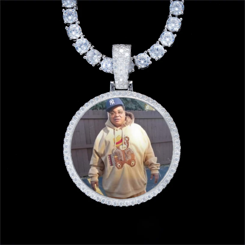 925S & VVS Moissanite 3D Circle Custom Picture Pendant