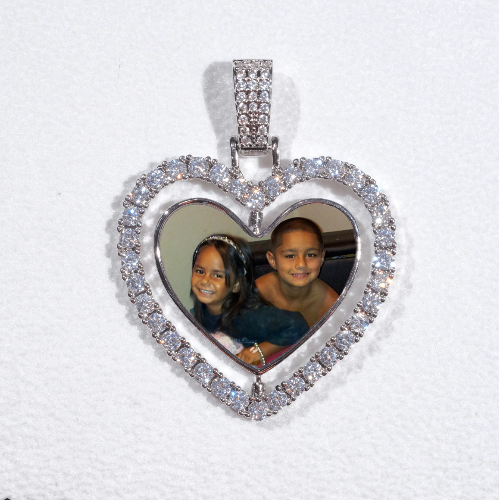 3D Spinning 2-Faced Heart Custom Picture Pendant