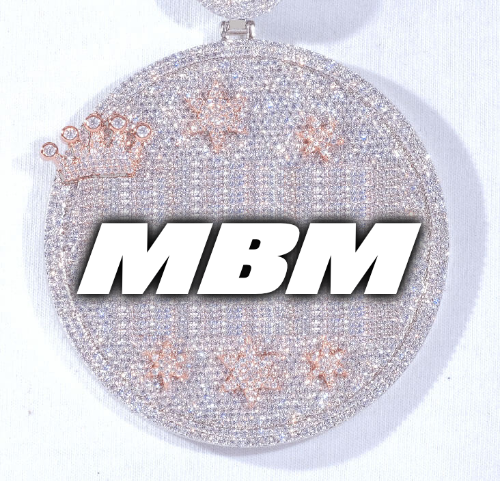CUSTOM LETTER NECKLACE 3D BIG CROWN DISC