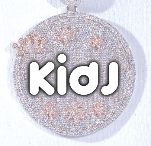 CUSTOM LETTER NECKLACE 3D BIG CROWN DISC