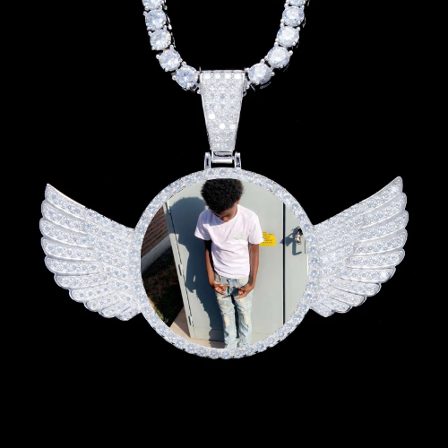 925S & VVS Moissanite 3D Wing Custom Picture Pendant