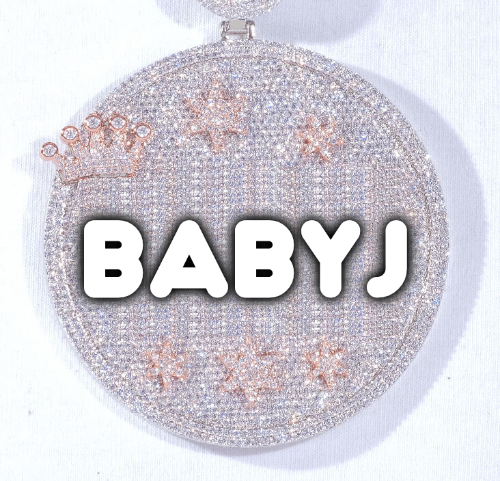 CUSTOM LETTER NECKLACE 3D BIG CROWN DISC