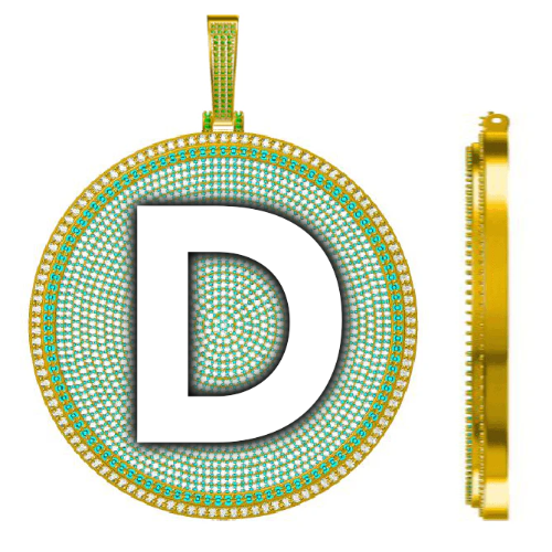 CUSTOM LETTER NECKLACE 3D BIG DISC