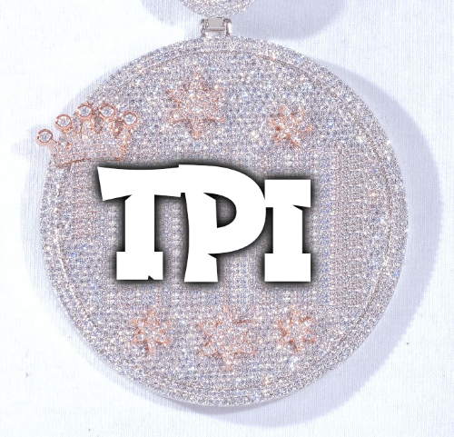 CUSTOM LETTER NECKLACE 3D BIG CROWN DISC