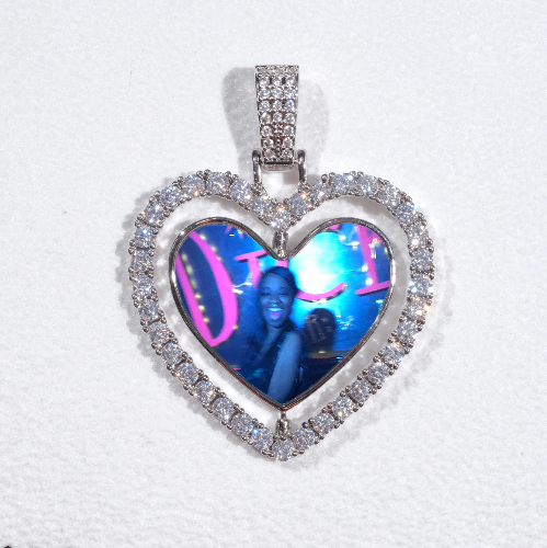 3D Spinning 2-Faced Heart Custom Picture Pendant