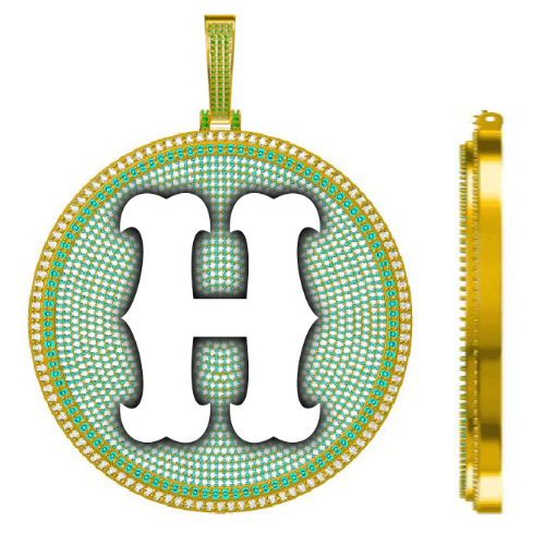 CUSTOM LETTER NECKLACE 3D BIG DISC