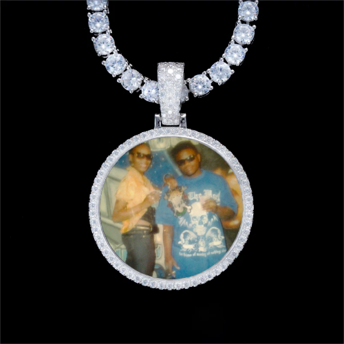 925S & VVS Moissanite 3D Circle Custom Picture Pendant