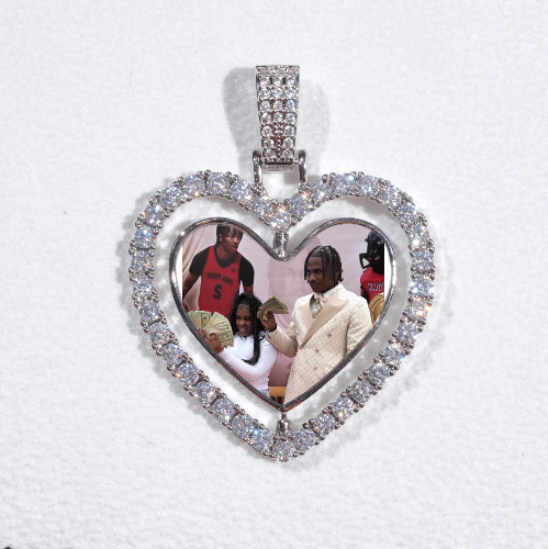 3D Spinning 2-Faced Heart Custom Picture Pendant