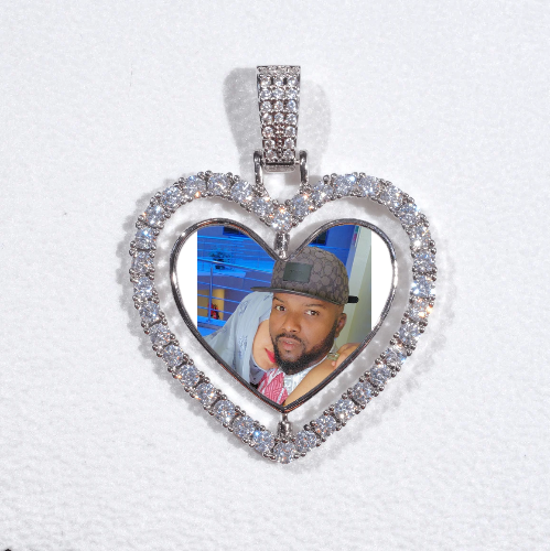 3D Spinning 2-Faced Heart Custom Picture Pendant