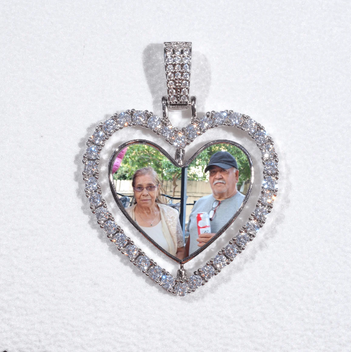 3D Spinning 2-Faced Heart Custom Picture Pendant