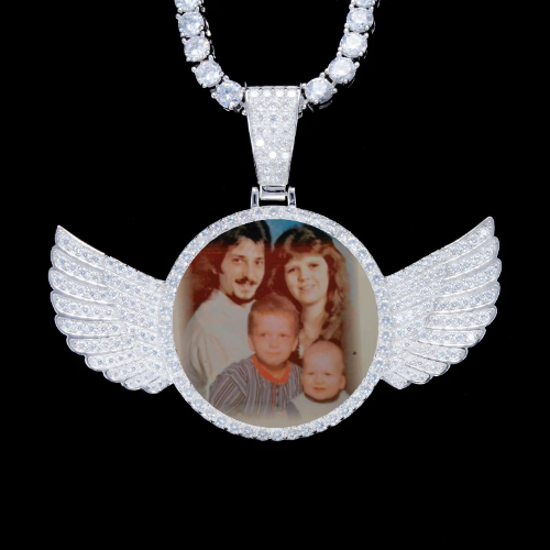 925S & VVS Moissanite 3D Wing Custom Picture Pendant