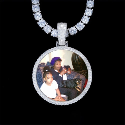 925S & VVS Moissanite 3D Circle Custom Picture Pendant