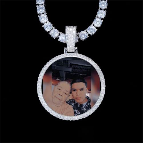 925S & VVS Moissanite 3D Circle Custom Picture Pendant