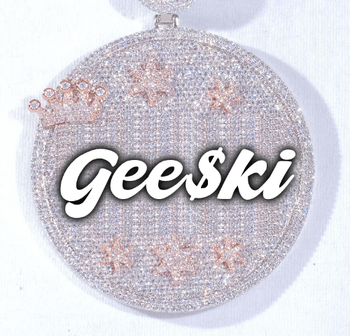 CUSTOM LETTER NECKLACE 3D BIG CROWN DISC