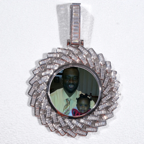 Large 3D Baguette Custom Picture Pendant