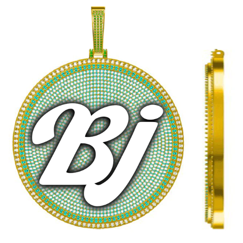 CUSTOM LETTER NECKLACE 3D BIG DISC
