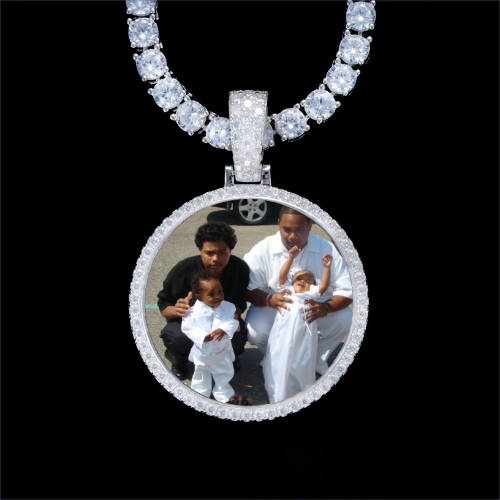 925S & VVS Moissanite 3D Circle Custom Picture Pendant
