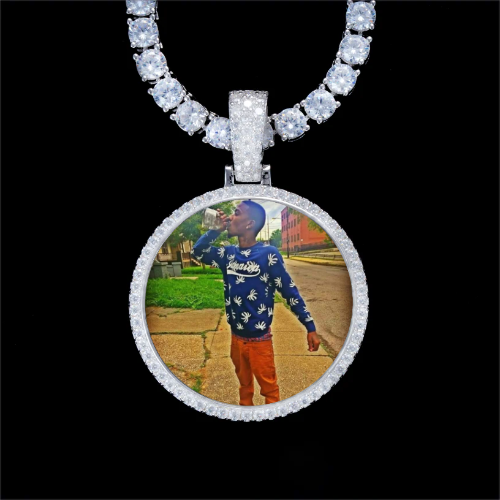 925S & VVS Moissanite 3D Circle Custom Picture Pendant